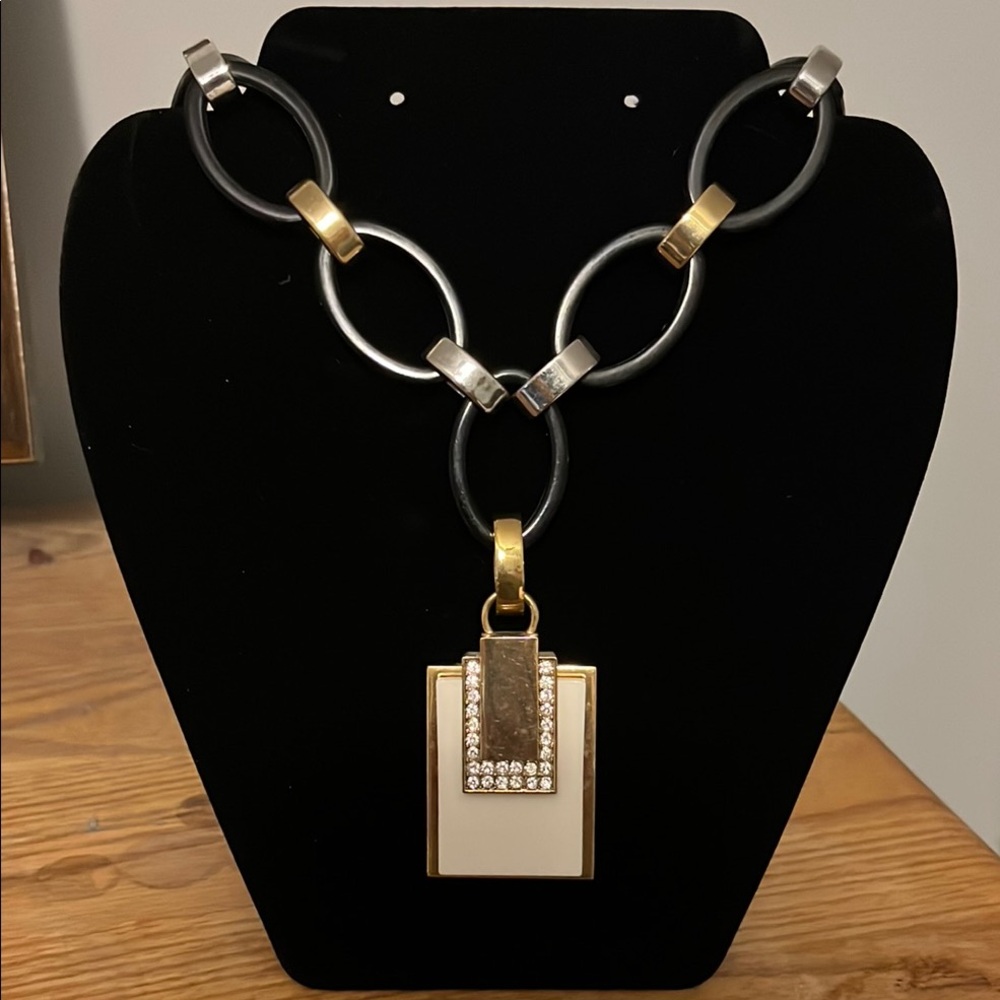 Ann Taylor Black and Gold Chain Necklace